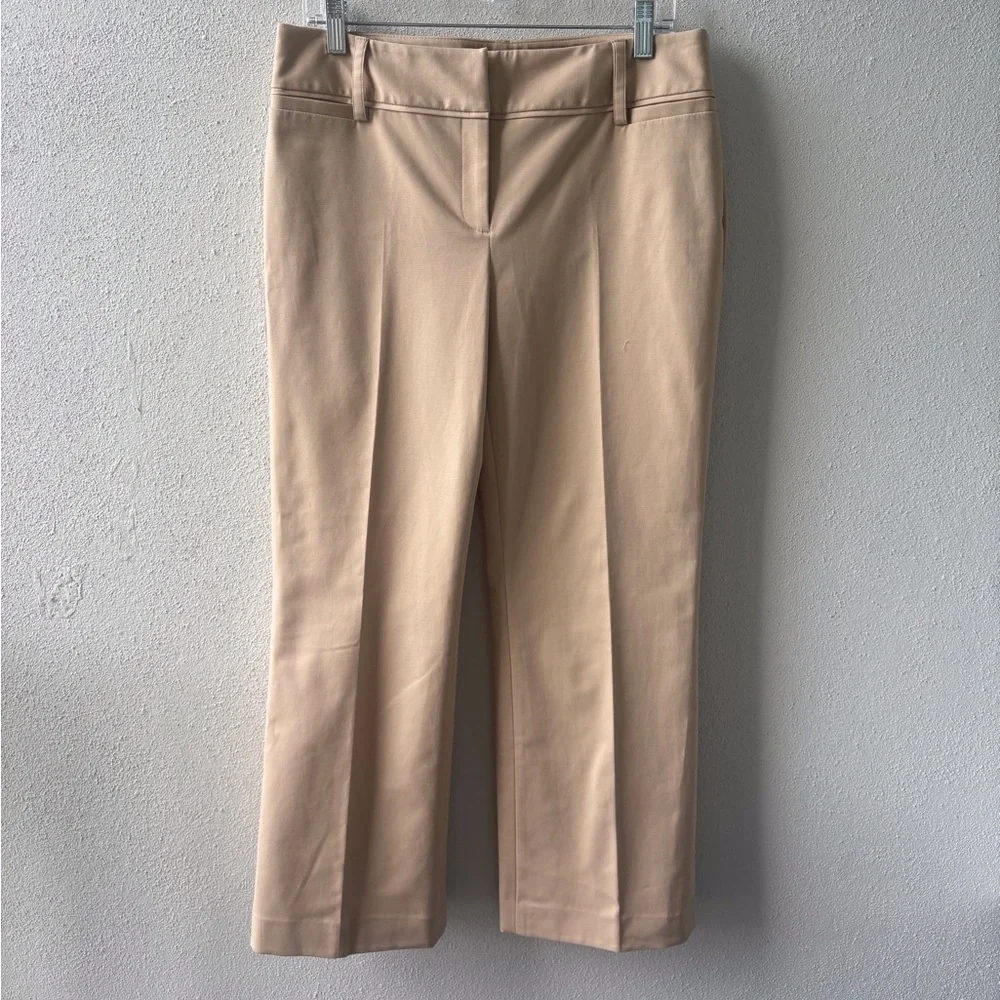 Rafaella Tan Petite Size 10 Pants Ankle Front Zip & Button Career Office Stretch